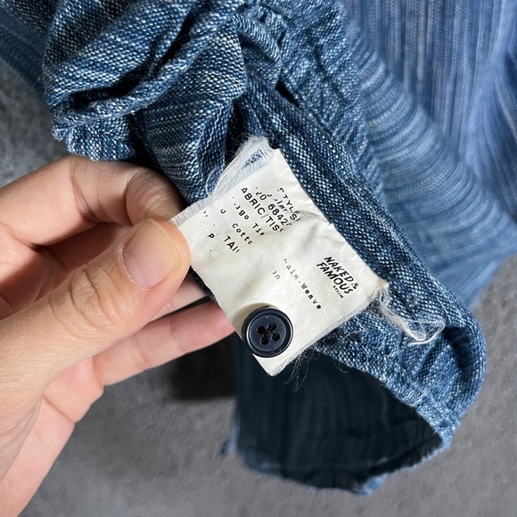 Naked & Famous Cotton Button Down Long Sleeve Shirt - Men's Size S - Blue - Picture 5 of 9